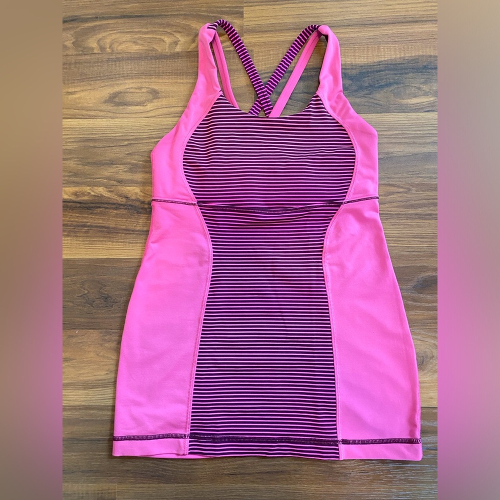Lululemon Pink Paris Hyper Strip Energy Tank